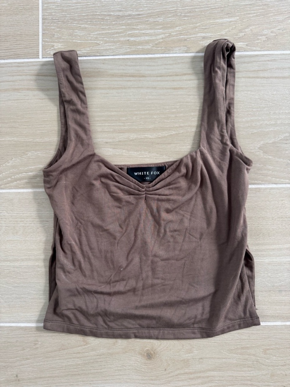 White Fox Boutique Chocolate Brown Scoop Tank Crop